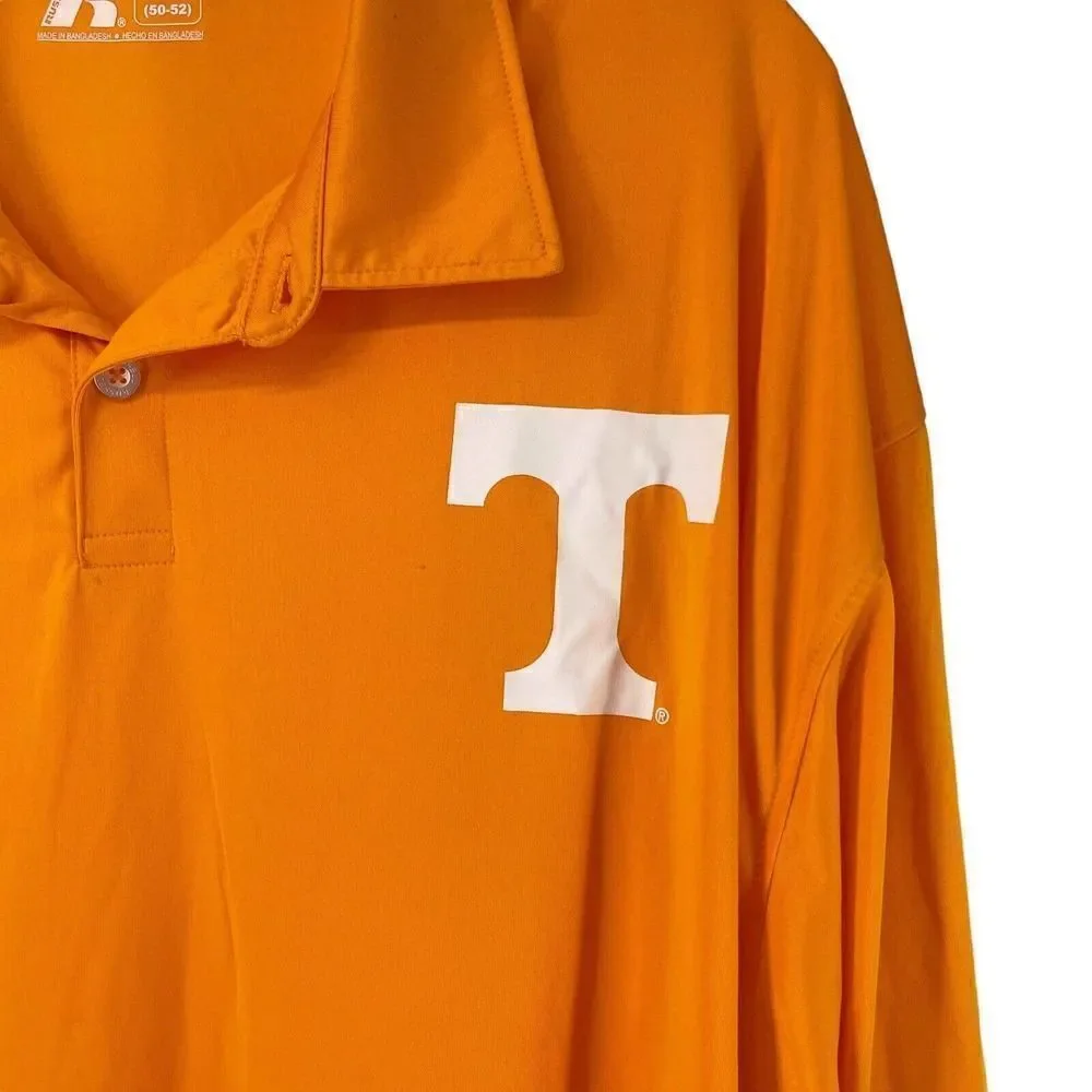 Tennessee Volunteers Polo Mens Size 2XL Orange Athletic Quick Dry Russel Power T